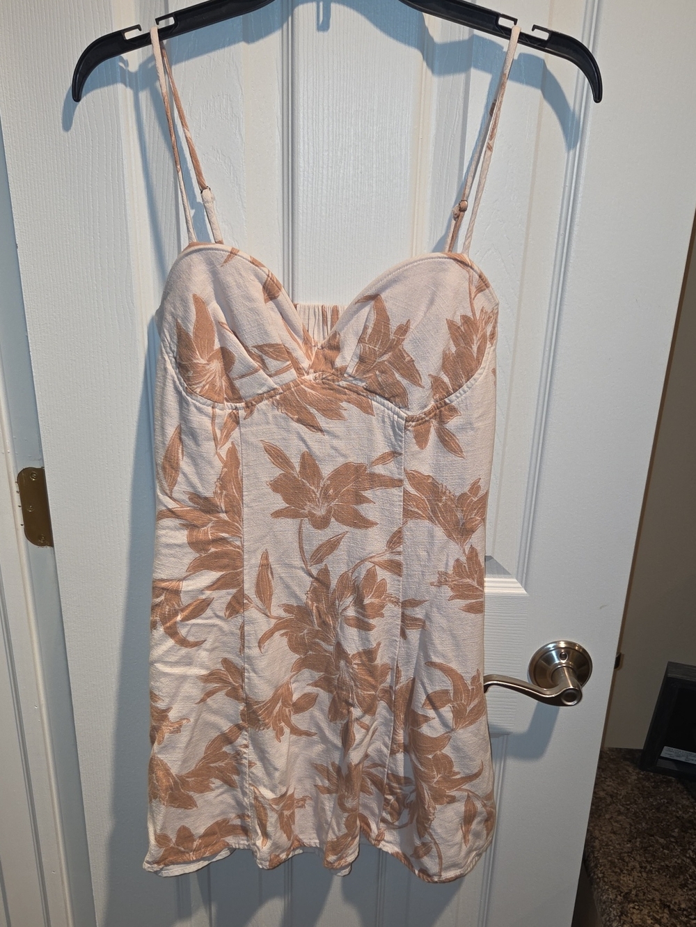 Sage Cream Mini Dress with Tan Floral Print